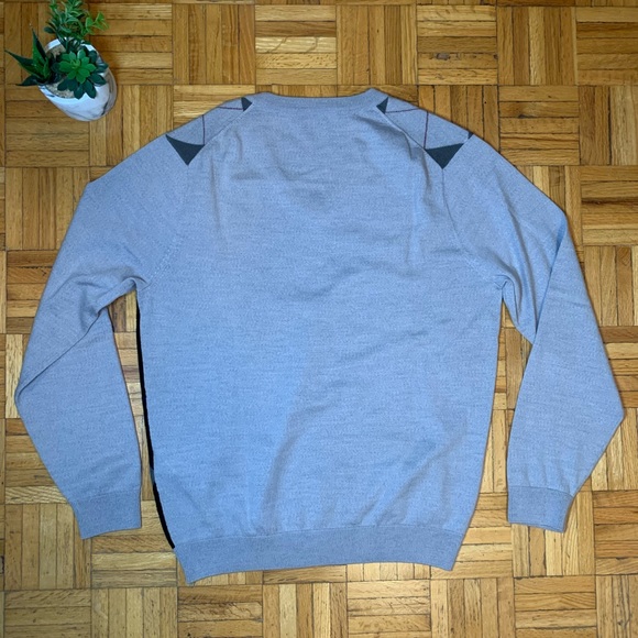 LACOSTE ARGYLE GREY AND BLACK V NECK SWEATER - Picture 8 of 8